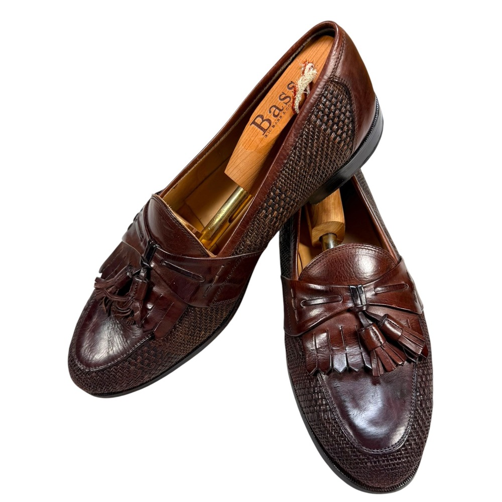 Johnston & Murphy 15-3220 Woven Leather Kiltie Tassel Loafers 10.5M Italy